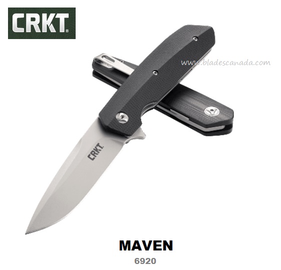 CRKT Maven Flipper Folding Knife, G10 Black, CRKT6920